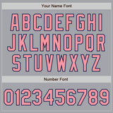 Custom Gray Medium Pink-Navy Authentic Baseball Jersey