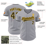 Custom Gray Black-Gold Authentic Baseball Jersey