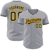 Custom Gray Black-Gold Authentic Baseball Jersey