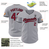 Custom Gray Maroon-Black Authentic Baseball Jersey
