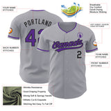 Custom Gray Purple-Black Authentic Baseball Jersey