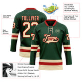 Custom Green Cream-Red Hockey Lace Neck Jersey