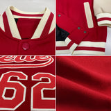 Custom Red Red-Cream Bomber Full-Snap Varsity Letterman Two Tone Jacket