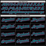 Custom Black Pink-Teal Bomber Full-Snap Varsity Letterman Lapel Collar Byron Jacket
