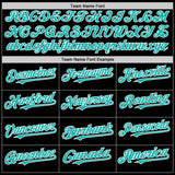 Custom Black Aqua-White Bomber Full-Snap Varsity Letterman Two Tone Lapel Collar Byron Jacket