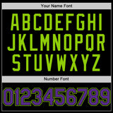 Custom Black Purple-Neon Green Bomber Full-Snap Varsity Letterman Two Tone Lapel Collar Byron Jacket