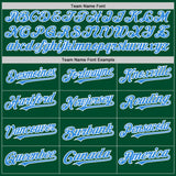 Custom Kelly Green Powder Blue-White Bomber Full-Snap Varsity Letterman Two Tone Hoodie Jacket