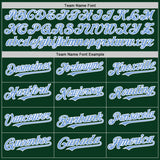 Custom Green Light Blue-White Bomber Full-Snap Varsity Letterman Hoodie Jacket