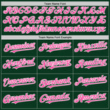 Custom Green Pink-White Bomber Full-Snap Varsity Letterman Hoodie Jacket