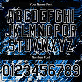 Custom Navy Black-White Marlin Fish Fishing 3D Bomber Full-Snap Varsity Letterman Hoodie Jacket