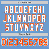 Custom Light Blue Orange-White Bomber Full-Snap Varsity Letterman Two Tone Hoodie Jacket