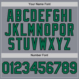 Custom Gray Kelly Green Black-Cream Bomber Full-Snap Varsity Letterman Hoodie Jacket