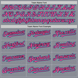 Custom Gray Sky Blue Black-Pink Bomber Full-Snap Varsity Letterman Hoodie Jacket