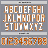 Custom Gray Texas Orange-White Bomber Full-Snap Varsity Letterman Two Tone Hoodie Jacket