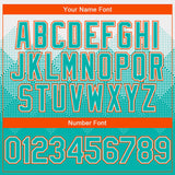 Custom White Aqua-Orange Gradient Square Shape 3D Pattern Design Bomber Full-Snap Varsity Letterman Hoodie Jacket