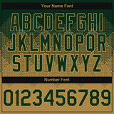 Custom Green Old Gold-Black Gradient Square Shape 3D Pattern Design Bomber Full-Snap Varsity Letterman Hoodie Jacket