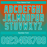 Custom Orange Aqua-White Gradient Square Shape 3D Pattern Design Bomber Full-Snap Varsity Letterman Hoodie Jacket