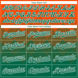 Custom Orange Kelly Green-White Gradient Square Shape 3D Pattern Design Bomber Full-Snap Varsity Letterman Hoodie Jacket