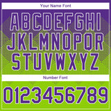 Custom Purple Neon Green-White Gradient Square Shape 3D Pattern Design Bomber Full-Snap Varsity Letterman Hoodie Jacket