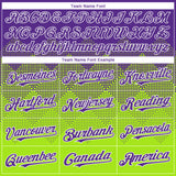 Custom Purple Neon Green-White Gradient Square Shape 3D Pattern Design Bomber Full-Snap Varsity Letterman Hoodie Jacket