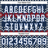 Custom Navy White-Royal Christmas 3D Bomber Full-Snap Varsity Letterman Jacket