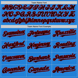 Custom Powder Blue Black-Red Bomber Full-Snap Varsity Letterman Two Tone Hoodie Jacket