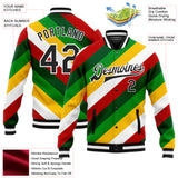 Custom White Black Christmas 3D Bomber Full-Snap Varsity Letterman Jacket