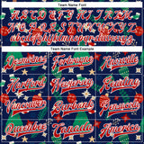 Custom Navy Red-White Christmas 3D Bomber Full-Snap Varsity Letterman Jacket