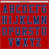 Custom Red Navy-Light Blue Bomber Varsity Letterman Zipper Jacket