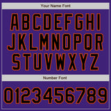 Custom Purple Black-Orange Bomber Varsity Letterman Zipper Jacket