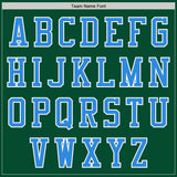 Custom Kelly Green Powder Blue-White Bomber Varsity Letterman Two Tone Zipper Jacket