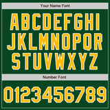 Custom Green Gold-White Bomber Varsity Letterman Zipper Jacket