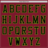 Custom Crimson Black-Neon Green Bomber Varsity Letterman Zipper Jacket
