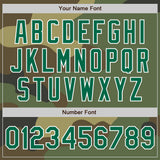 Custom Camo Kelly Green-White Bomber Varsity Letterman Salute To Service Zipper Jacket
