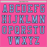 Custom Pink Light Blue-Black Bomber Varsity Letterman Zipper Jacket