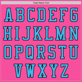 Custom Pink Sky Blue-Black Bomber Varsity Letterman Two Tone Zipper Jacket
