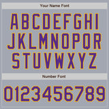Custom Gray Purple-Gold Bomber Varsity Letterman Zipper Jacket