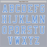 Custom Gray Light Blue-White Bomber Varsity Letterman Zipper Jacket