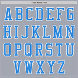 Custom Gray White-Powder Blue Varsity Letterman Two Tone Zipper Jacket