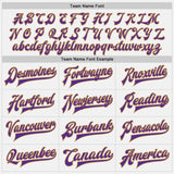 Custom White Purple-Old Gold Bomber Full-Snap Varsity Letterman Two Tone Jacket