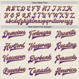 Custom Cream Purple-Old Gold Bomber Full-Snap Varsity Letterman Two Tone Jacket