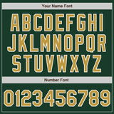 Custom Green Old Gold-White Bomber Full-Snap Varsity Letterman Two Tone Jacket