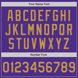 Custom Purple Old Gold-Cream Bomber Full-Snap Varsity Letterman Two Tone Jacket