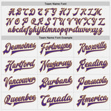 Custom White Purple-Old Gold Bomber Full-Snap Varsity Letterman Jacket