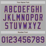 Custom Gray Purple-Old Gold Bomber Full-Snap Varsity Letterman Jacket