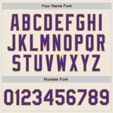 Custom Cream Purple-Old Gold Bomber Full-Snap Varsity Letterman Jacket