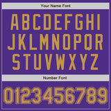 Custom Purple Old Gold Bomber Full-Snap Varsity Letterman Jacket