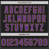 Custom Black Purple-Old Gold Bomber Varsity Letterman Zipper Jacket