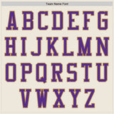 Custom Cream Purple-Old Gold Bomber Varsity Letterman Two Tone Zipper Jacket