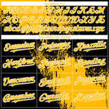 Custom Black Gold-White Abstract Brush Stroke 3D Pattern Design Bomber Full-Snap Varsity Letterman Hoodie Jacket